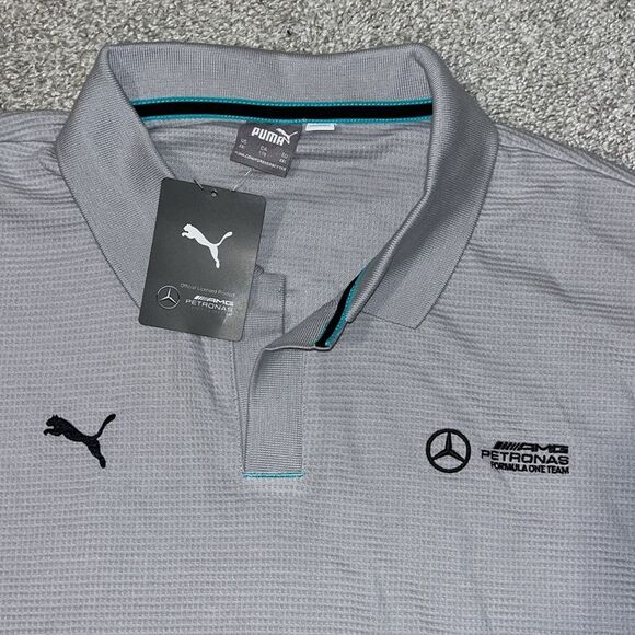 Mercedes Benz AMG Petronas by F1 Formula One Gray Polo Sweatshirt Oversize 3X/2X - Picture 1 of 6